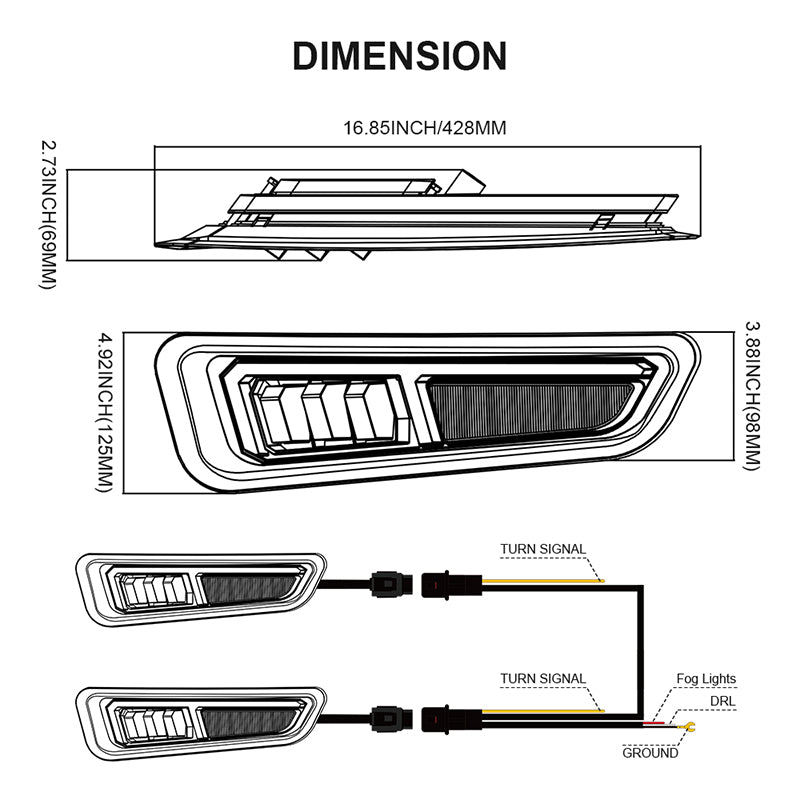 OVOVS Raptor Fog Lights with Sequential Amber Turn Signal DRL For 2017-2020 Gen 2 Ford F150 Raptor