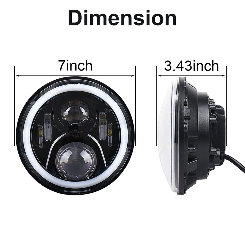 OVOVS 7 Inch RGB Headlights With Bluetooth Control RGB DRL For 2007-2017 Jeep Wrangler