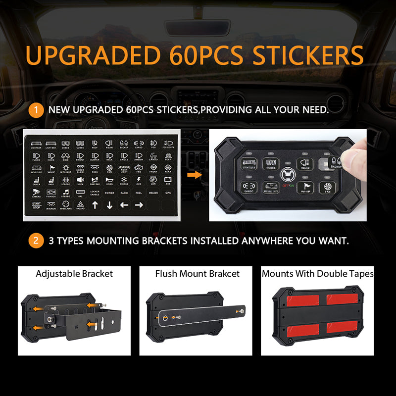 OVOVS Wireless 8 Gang Switch Panel with Universal Circuit Control Relay System Box