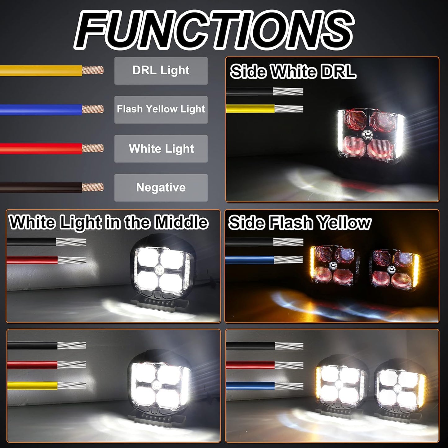 OVOVS 6 Inch LED Offroad Driving Light Combo Beam with Dual Side Shooter