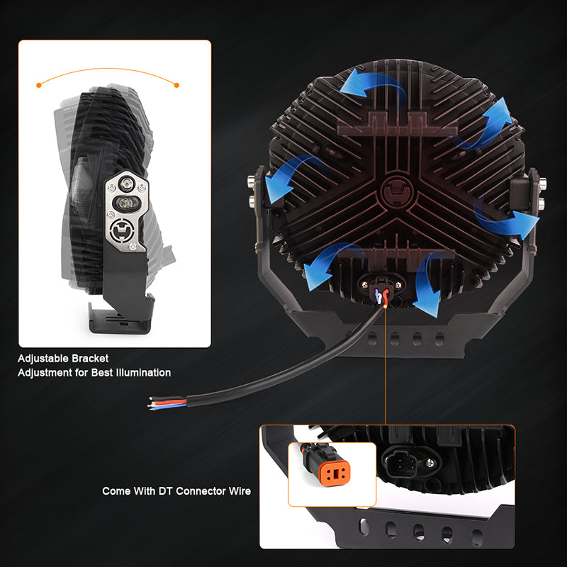 OVOVS 9 Inch LED Off Road Light 13000LM 148W High Low Beam Halo DRL Waterproof for Jeep SUV UTV Pickup