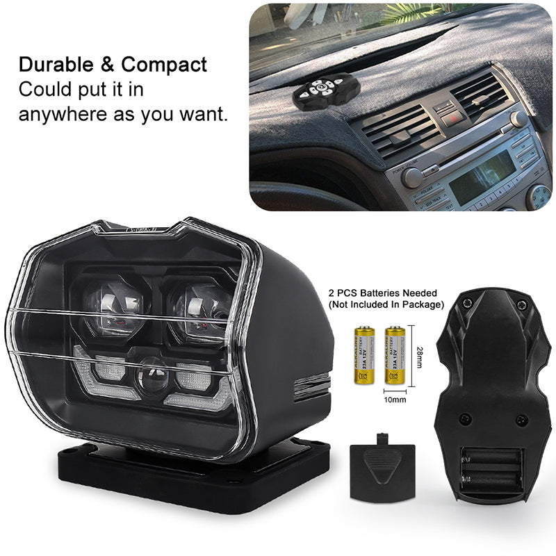 OVOVS 60W 360° Rotating Wireless Remote Search Light With Laser Light
