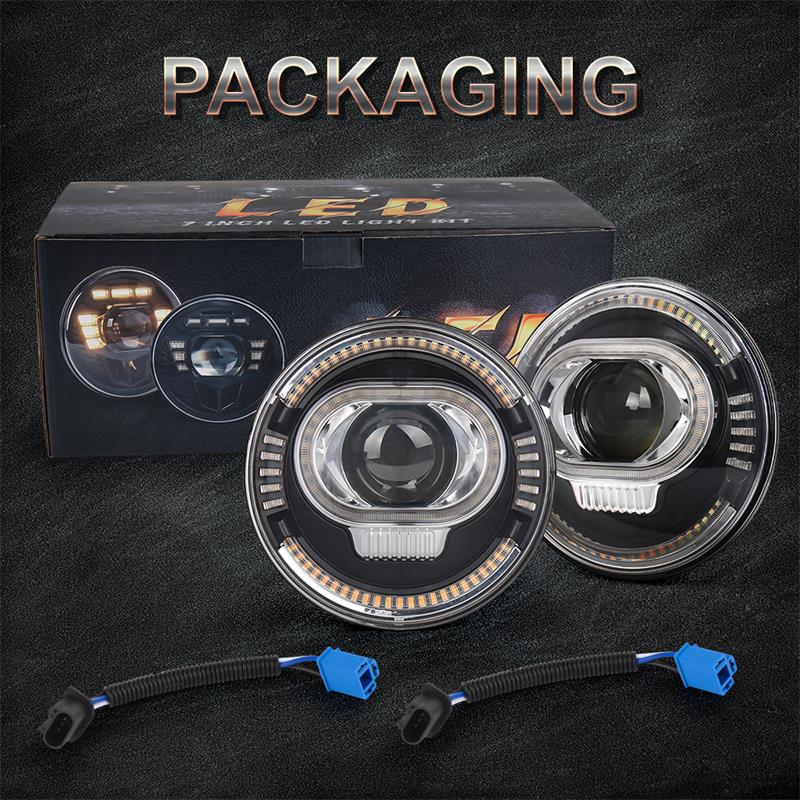 OVOVS 7 Inch Round Headlight With High Low Beam DRL Turn Signal Light For Jeep JK