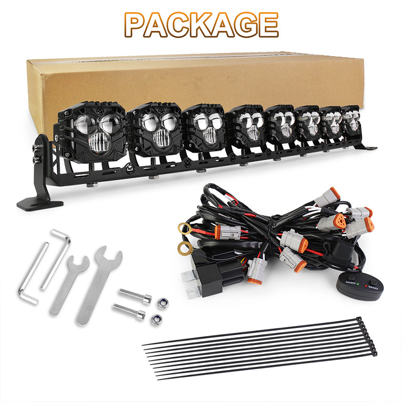 OVOVS 32 Inch LED Light Bar LED Driving Light Dual Color Spot Off Road Work Light for Trucks Pickup SUV ATV UTV Tractor