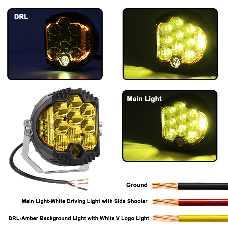 OVOVS Yellow Lens 50W LED Off Road Work Light For 4x4 Truck
