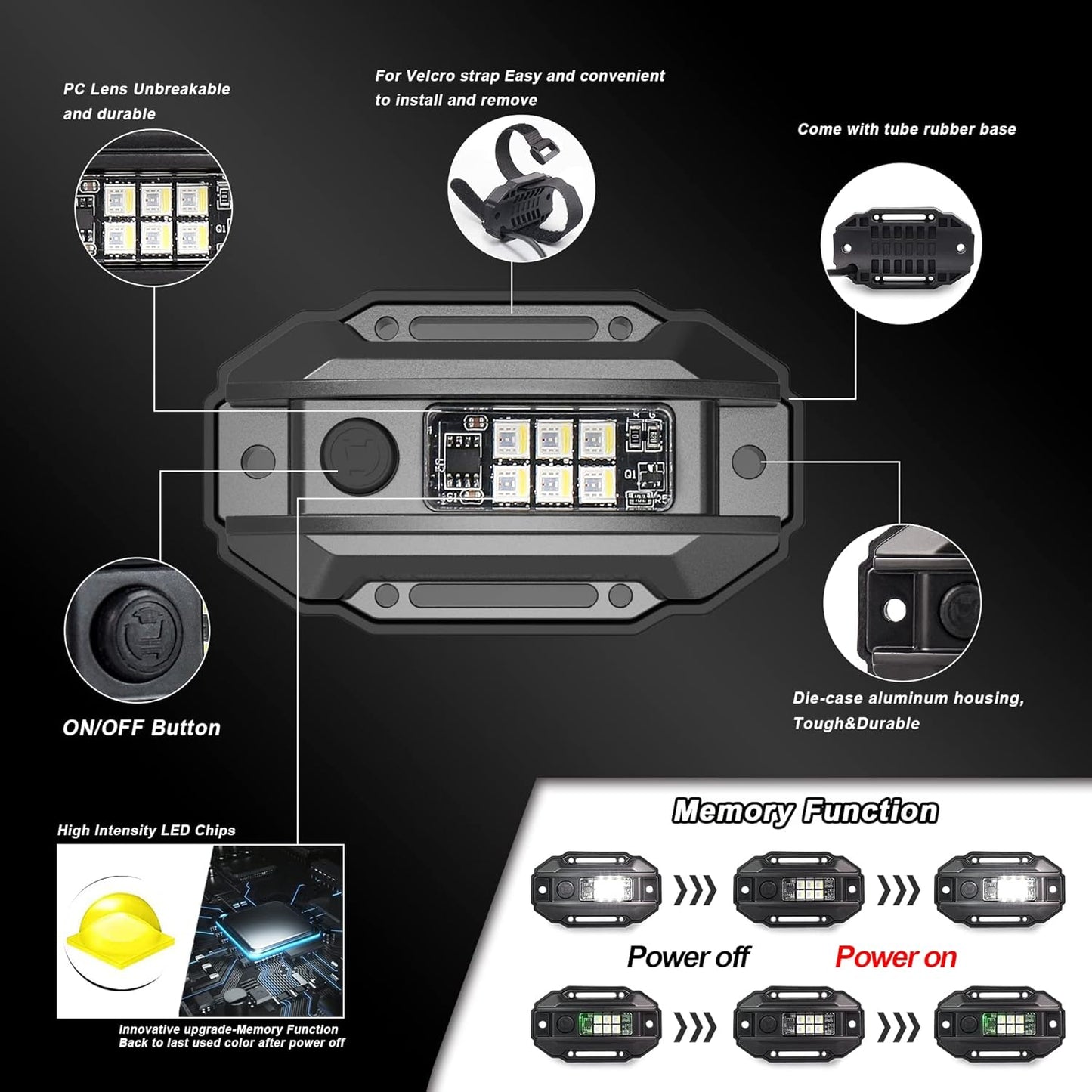 OVOVS Universal Switch RGBW Strobe Roll Bar Mount LED Dome Light