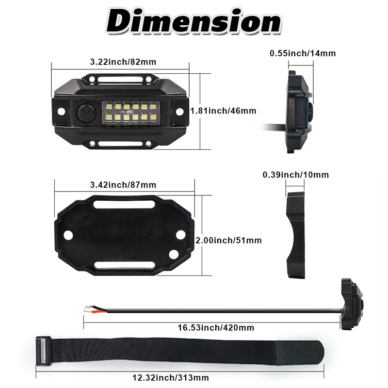 OVOVS UTV LED Dome Lights Roll Bar White Reading Light with Green Indicator for Polaris RZR Can-Am