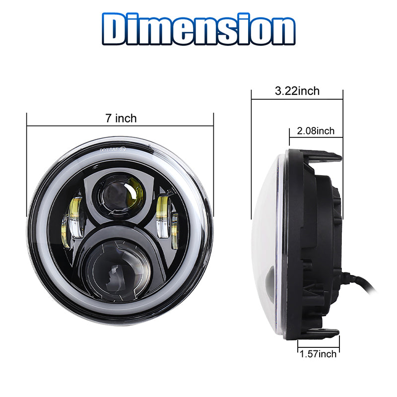 OVOVS 7 Inch Round Motorcycle Headlight With High Low Beam For Honda CB400 CB750