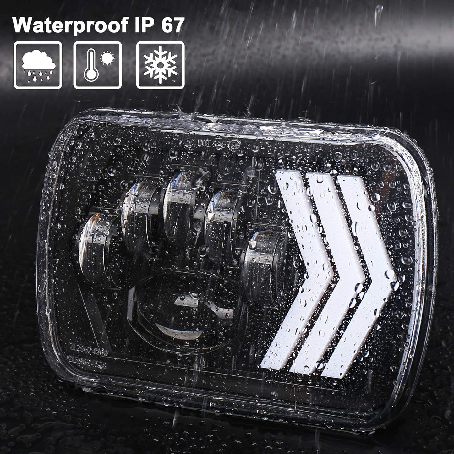 OVOVS 55W Square 5x7 inch Headlights with Arrow DRL Sequential Turn Signal for Wrangler YJ XJ Toyota GMC Trucks