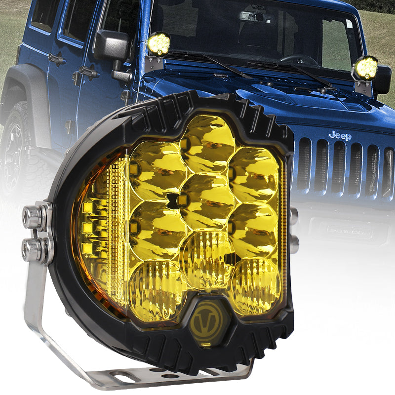 OVOVS Yellow Lens 50W LED Off Road Work Light For 4x4 Truck