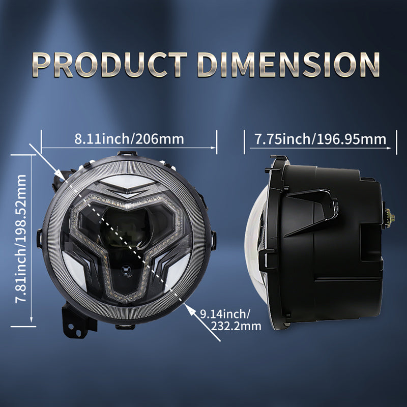 OVOVS 9 Inch Headlights with Integrated DRL Turn Signal Light for Jeep JL