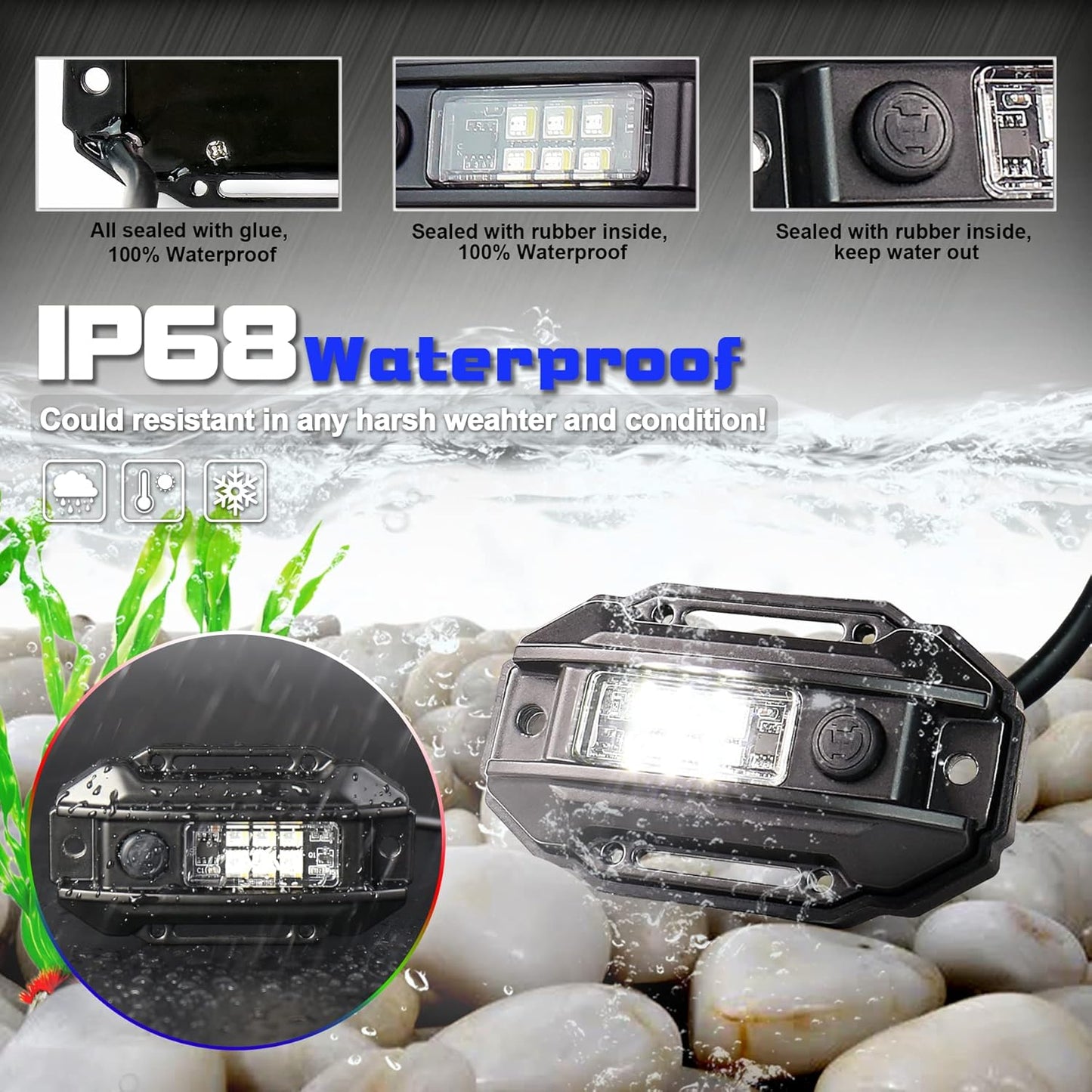 OVOVS Universal Switch RGBW Strobe Roll Bar Mount LED Dome Light