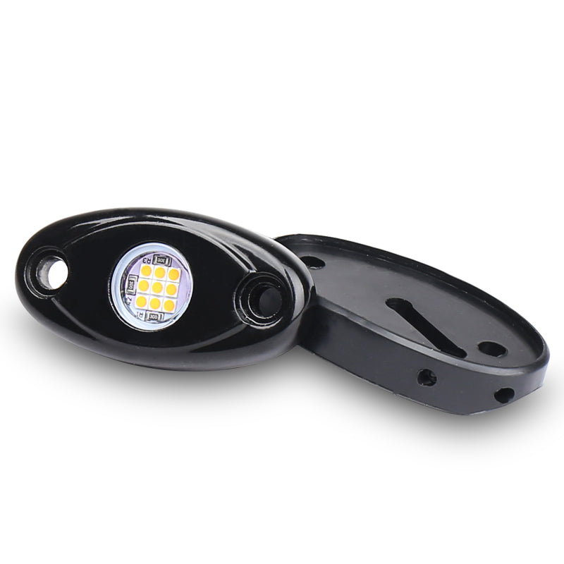 4x 9W LED Rock Light Pods – Under Wheel Well Lights For Off-Road Trucks, ATV, SUV, 4x4, Boat – 6000K, 12V/24V