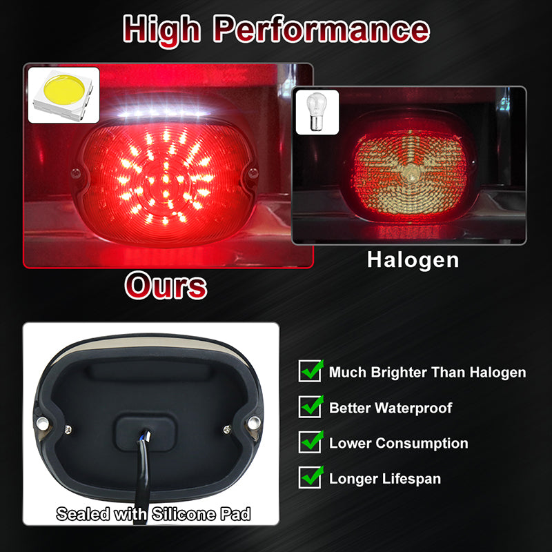 OVOVS LED Brake Turn Signal Rear Light Low Profile Smoked Taillights for Harley Dyna Sportster