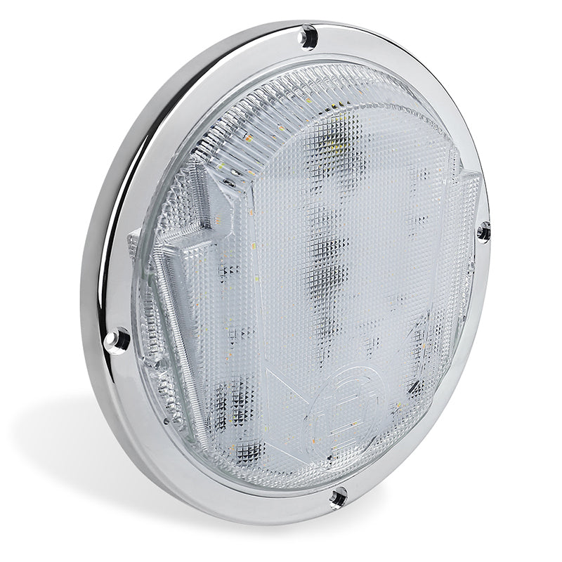 OVOVS 8.5 Inch Round LED RV Porch Light With Amber White Lighting