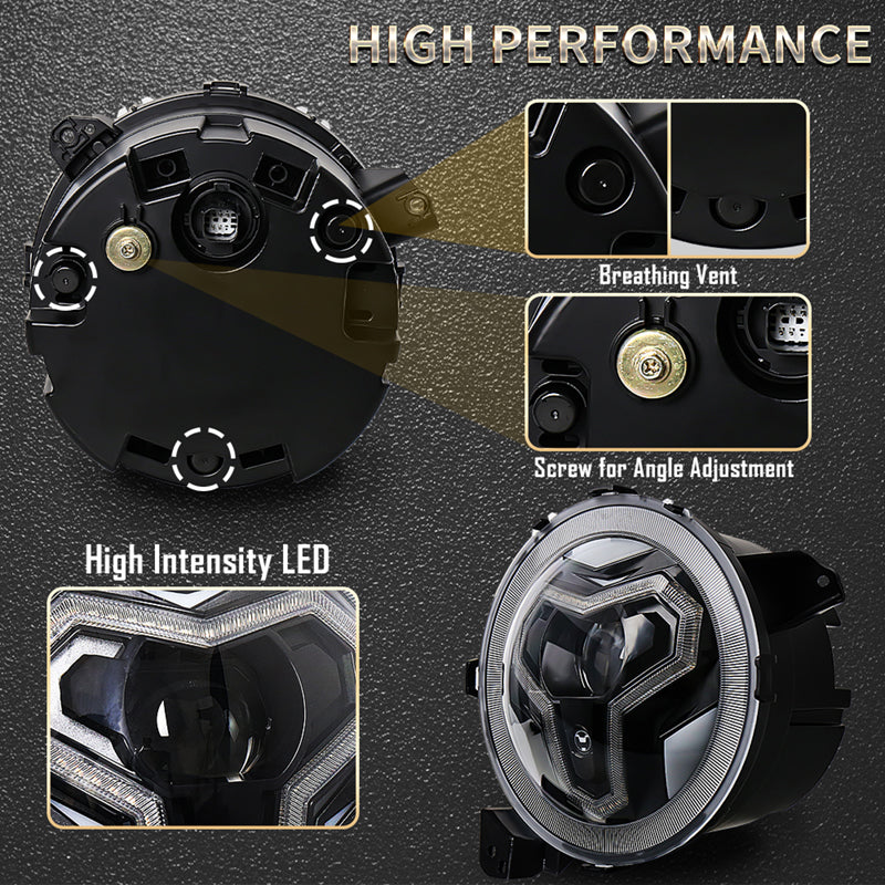 OVOVS 9 Inch Headlights with Integrated DRL Turn Signal Light for Jeep JL