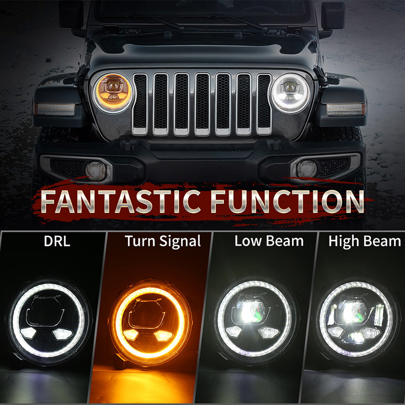 OVOVS JL 9 Inch LED Headlight With High Low Beam Welcome Light
