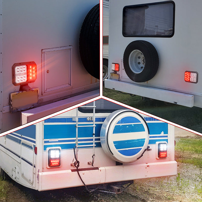 OVOVS Horizontal Mount Double LED Trailer RV Tail Lights