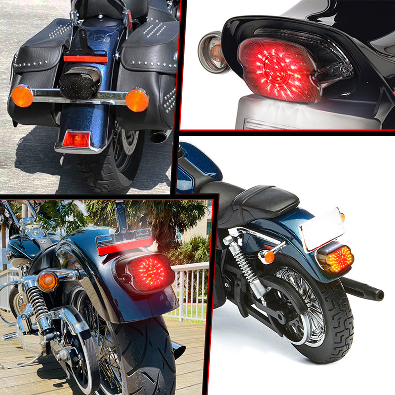 OVOVS LED Brake Turn Signal Rear Light Low Profile Smoked Taillights for Harley Dyna Sportster