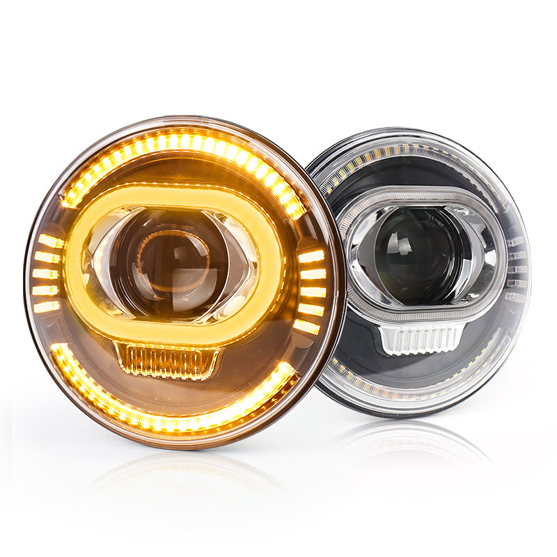 OVOVS 7 Inch Round Headlight With High Low Beam DRL Turn Signal Light For Jeep JK