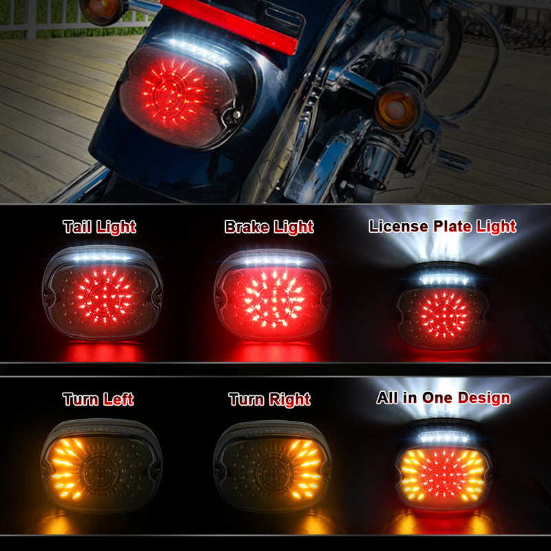 OVOVS LED Brake Turn Signal Rear Light Low Profile Smoked Taillights for Harley Dyna Sportster