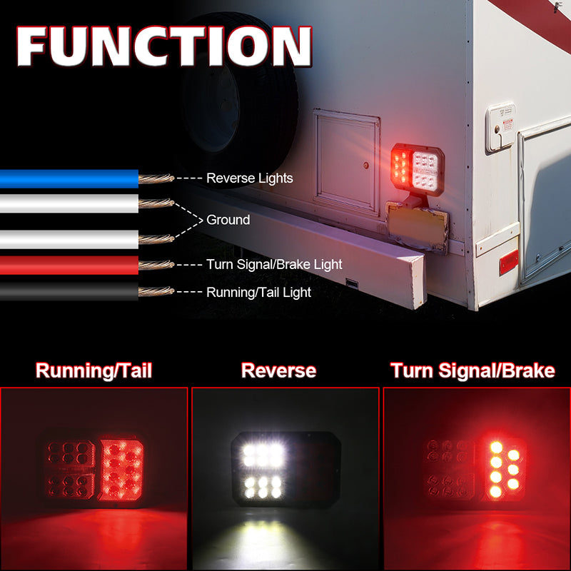 OVOVS Horizontal Mount Double LED Trailer RV Tail Lights