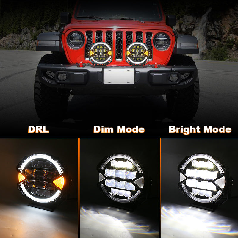 OVOVS 9 Inch LED Off Road Light 13000LM 148W High Low Beam Halo DRL Waterproof for Jeep SUV UTV Pickup