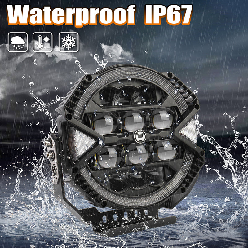 OVOVS 9 Inch LED Off Road Light 13000LM 148W High Low Beam Halo DRL Waterproof for Jeep SUV UTV Pickup