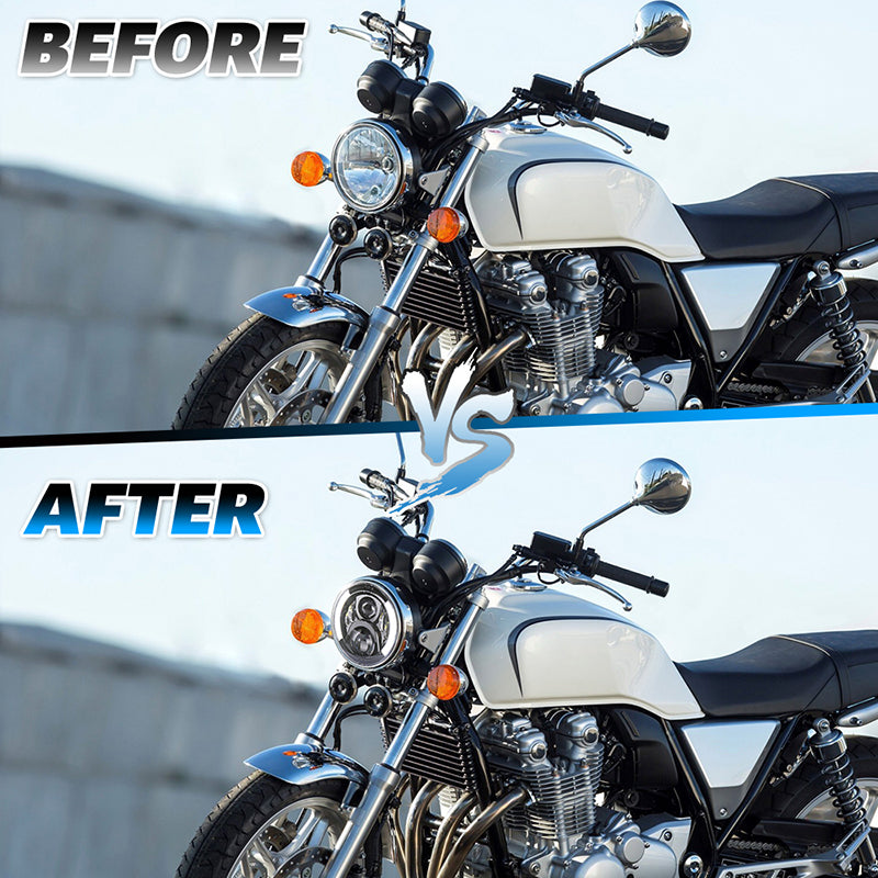 OVOVS 7 Inch LED Motorcycle Headlight With DRL Amber Turn Signal Hi/Low Beam for Honda