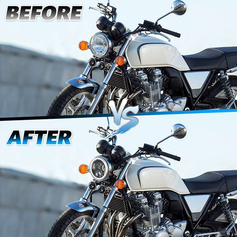 OVOVS 7 Inch Round Motorcycle Headlight With High Low Beam For Honda CB400 CB750