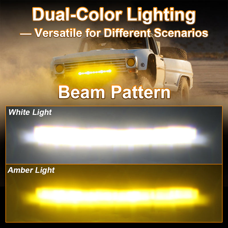 OVOVS 32 Inch LED Light Bar LED Driving Light Dual Color Spot Off Road Work Light for Trucks Pickup SUV ATV UTV Tractor