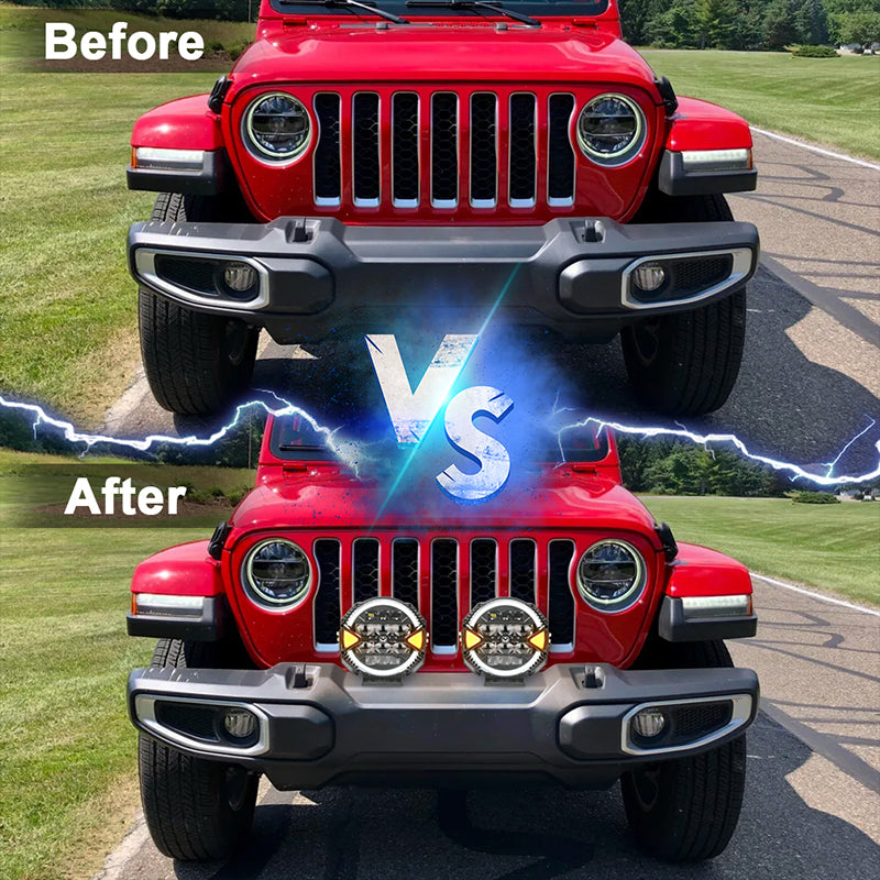 OVOVS 9 Inch LED Off Road Light 13000LM 148W High Low Beam Halo DRL Waterproof for Jeep SUV UTV Pickup