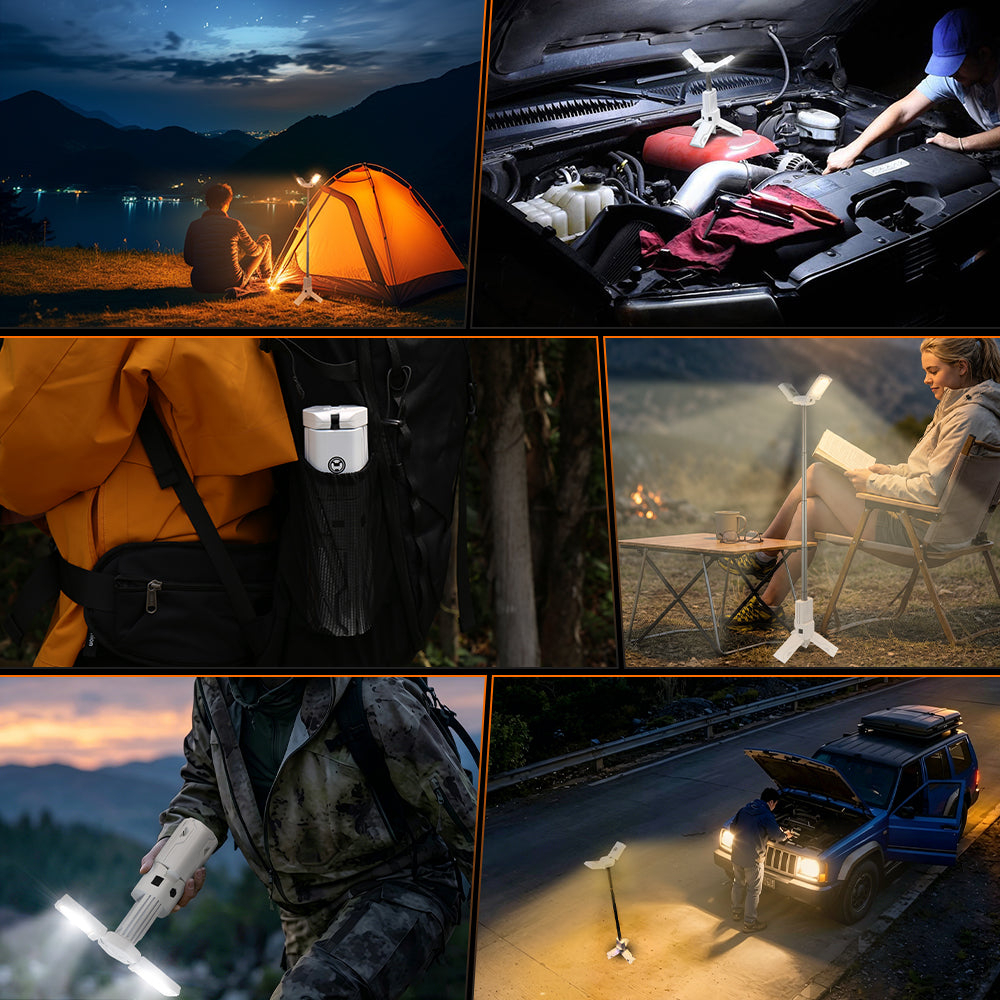 OVOVS Portable Telescopic Camping Light with Dimmable Tent Lamps Outdoor Work Lights for Hiking Camping Home Emergency