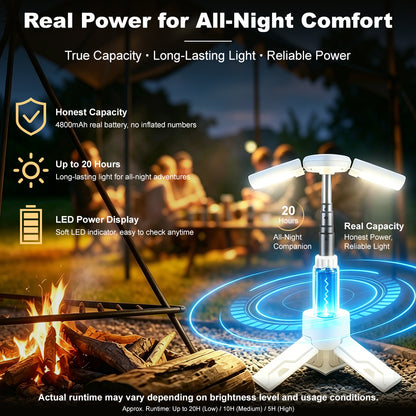 OVOVS Portable Telescopic Camping Light with Dimmable Tent Lamps Outdoor Work Lights for Hiking Camping Home Emergency