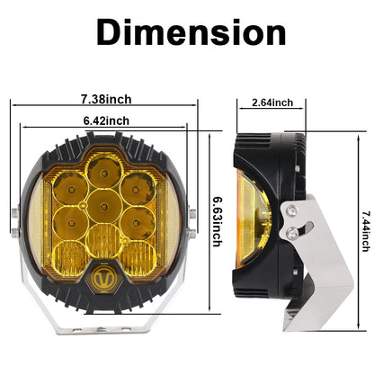 OVOVS 7 Inch Yellow Lens LED Wrok Light 90W Bright LED Assembly