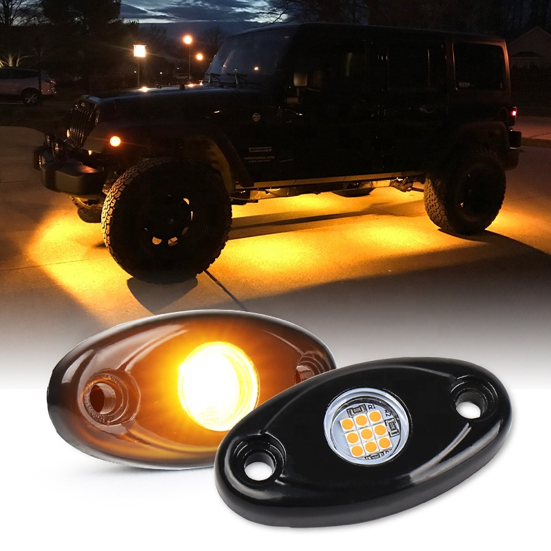 OVOVS 9W White LED Rock Lights For Truck Pickups Cars ATV UTV SUV