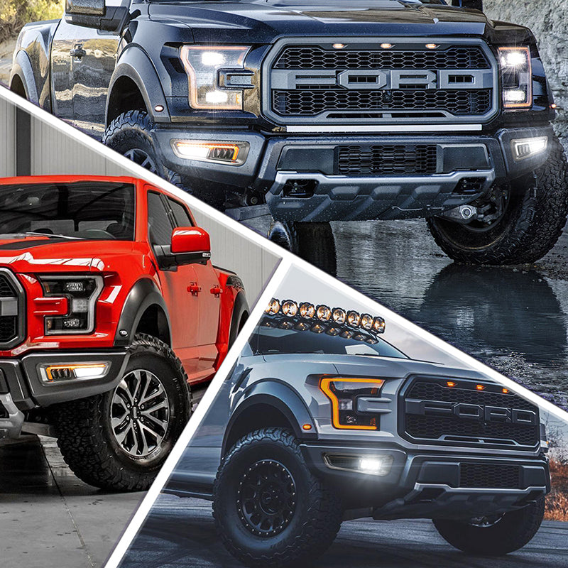OVOVS Raptor Fog Lights with Sequential Amber Turn Signal DRL For 2017-2020 Gen 2 Ford F150 Raptor