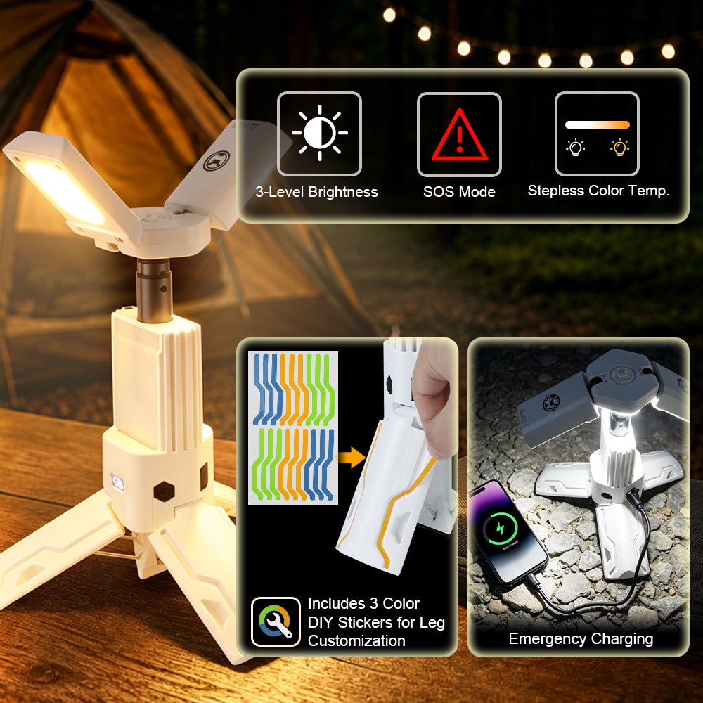 OVOVS Portable Telescopic Camping Light with Dimmable Tent Lamps Outdoor Work Lights for Hiking Camping Home Emergency