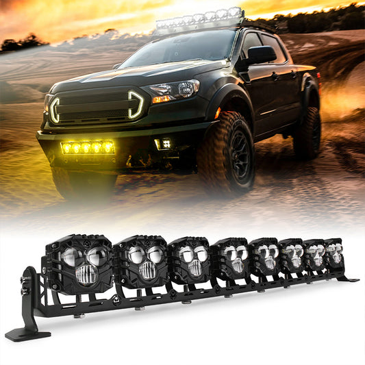OVOVS 32 Inch LED Light Bar LED Driving Light Dual Color Spot Off Road Work Light for Trucks Pickup SUV ATV UTV Tractor