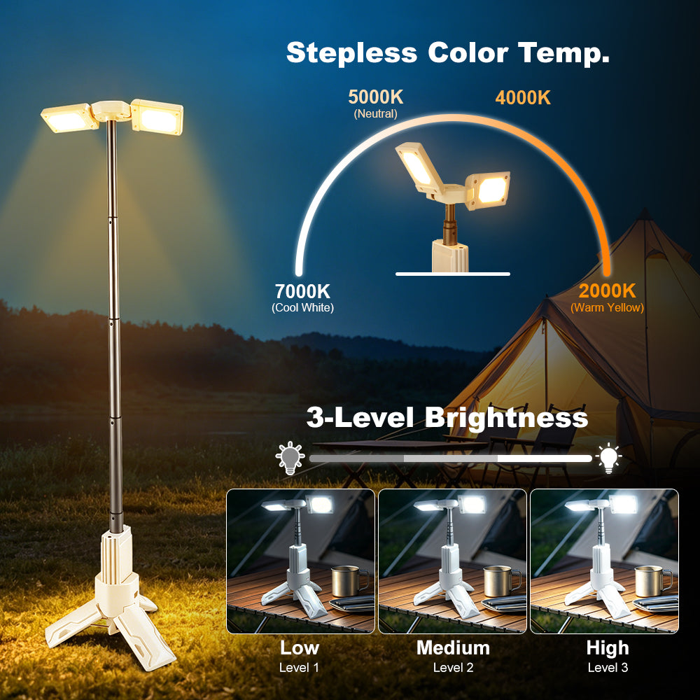 OVOVS Portable Telescopic Camping Light with Dimmable Tent Lamps Outdoor Work Lights for Hiking Camping Home Emergency