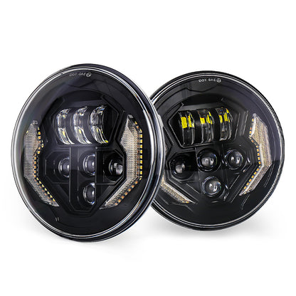 OVOVS 7 Inch LED Headlights with High Low Beam White DRL Amber Turn Signal For Wrangler JK