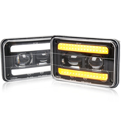 OVOVS 4x6 Led Headlights with Hi/Low Beam White DRL Amber Turn Signal Light
