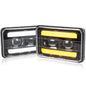 OVOVS 4x6 Led Headlights with Hi/Low Beam White DRL Amber Turn Signal Light