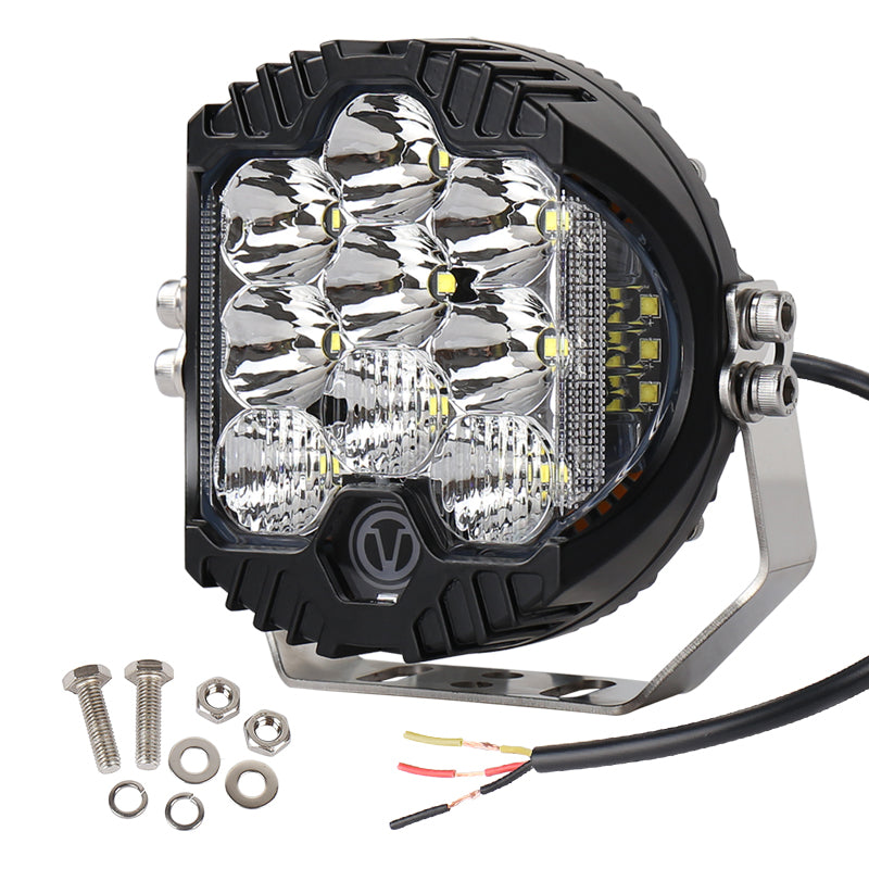 OVOVS 5 Inch Clear Lens Round LED Offroad Lights Amber DRL White Spotlight For Truck
