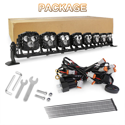 OVOVS 32 Inch LED Light Bar LED Driving Light Dual Color Spot Off Road Work Light for Trucks Pickup SUV ATV UTV Tractor