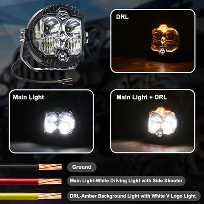 OVOVS 5 Inch LED Work Lamps with Main Light DRL Waterproof Driving Work Light