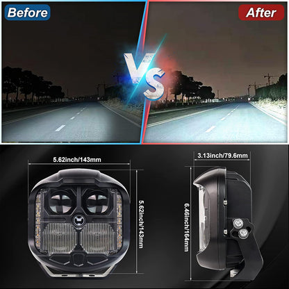 OVOVS 6 Inch LED Offroad Driving Light Combo Beam with Dual Side Shooter