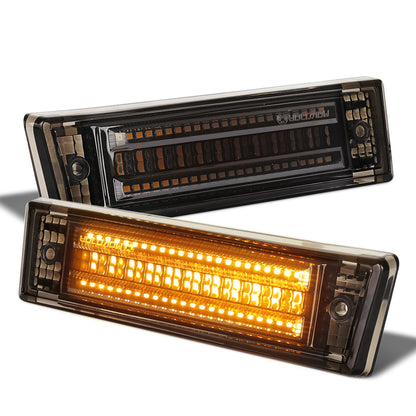 OVOVS Smoked Lens Fender Amber Side Marker Light For 1981-1991 Chevy C10/20/30 GMC C1500/2500 Suburban
