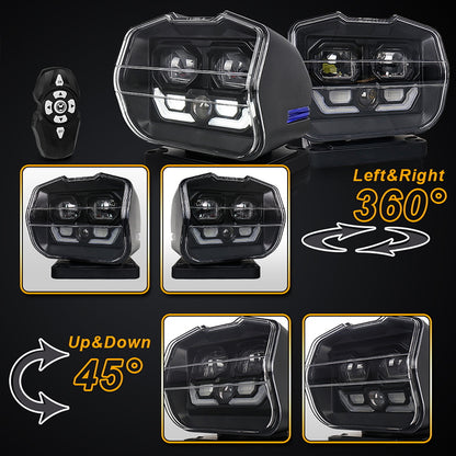 OVOVS 60W 360° Rotating Wireless Remote Search Light With Laser Light
