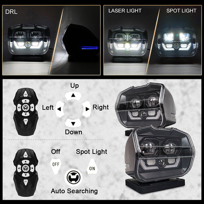 OVOVS 60W 360° Rotating Wireless Remote Search Light With Laser Light